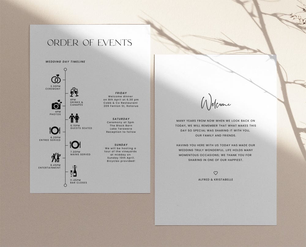 Modern Wedding Welcome Bag Note Template