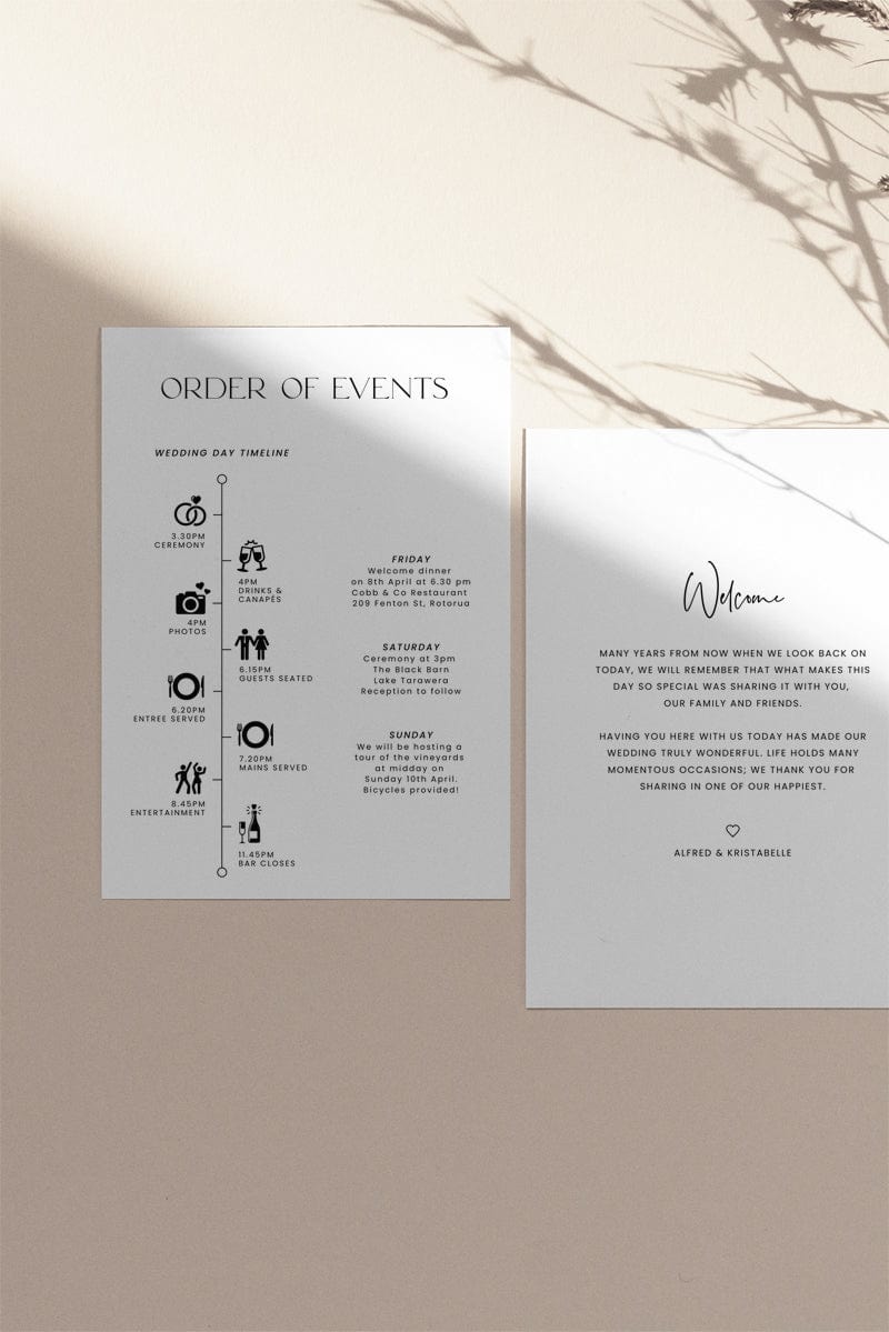 Modern Wedding Order of Events Template