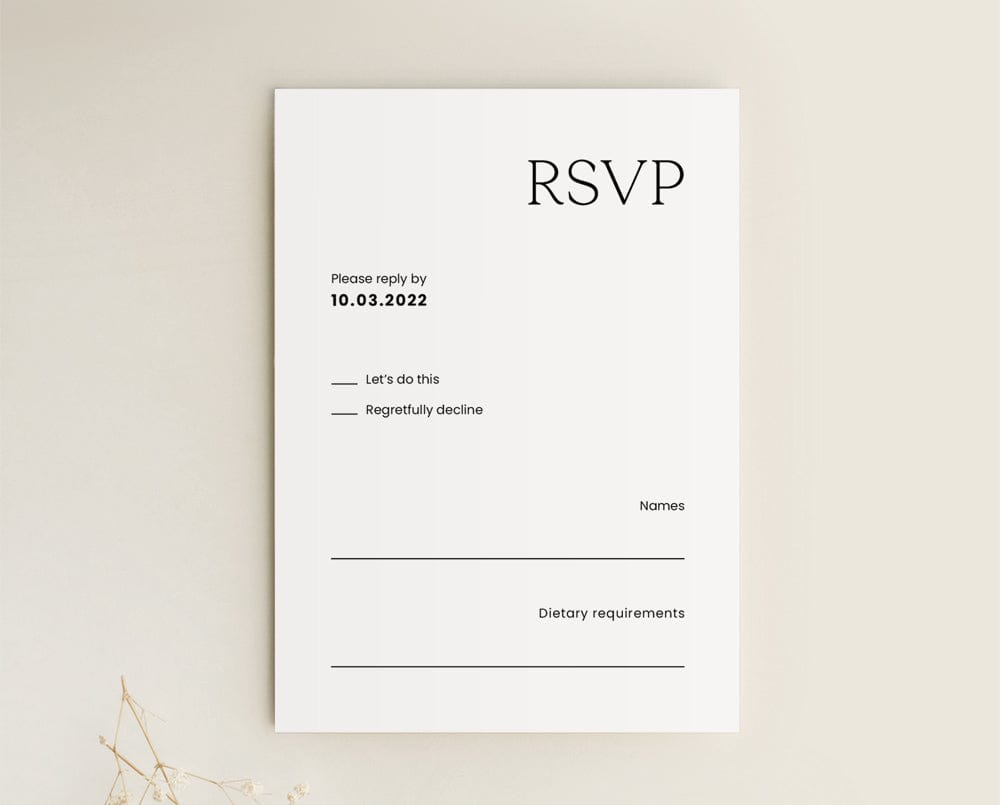 modern wedding RSVP card template