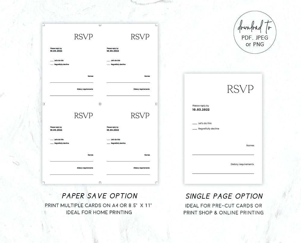 Modern Wedding RSVP Card Template