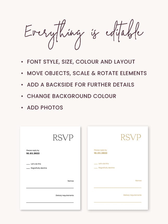 Modern Wedding RSVP Card Template