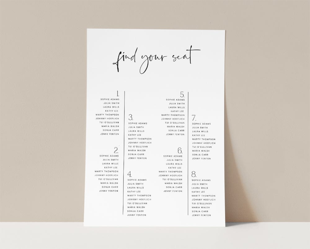 Modern Wedding Seating Plan Template