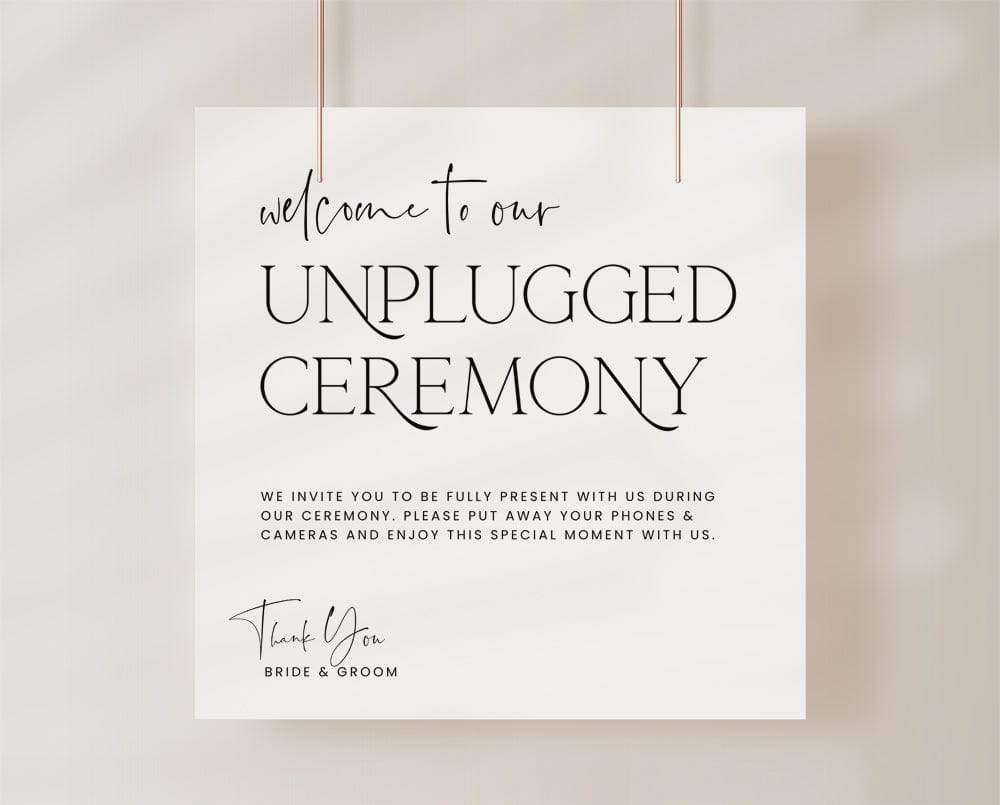 Modern Wedding Unplugged Ceremony Sign