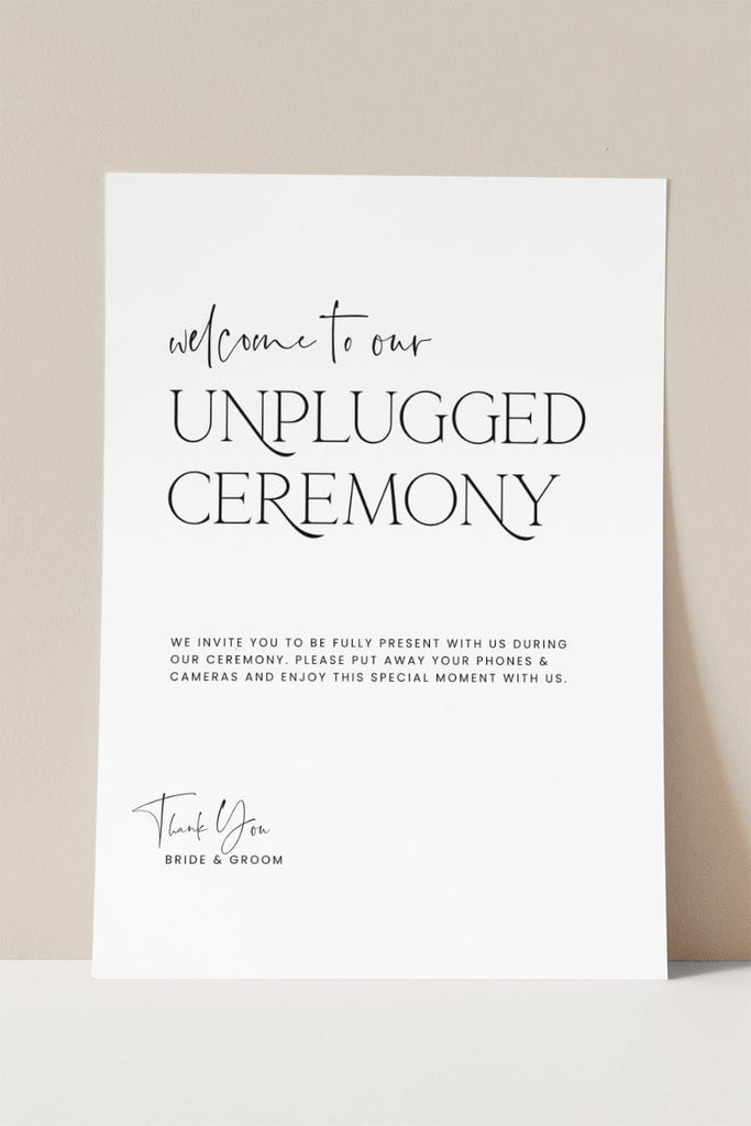 Modern Wedding Unplugged Ceremony Sign