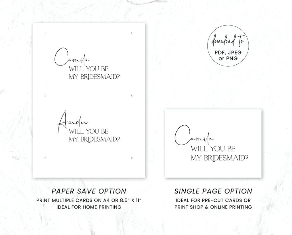Modern Will You Be My Bridesmaid Card Template