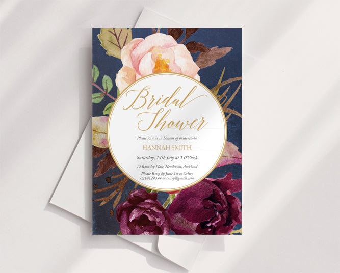 Navy and Gold Bridal Shower Invitation Template