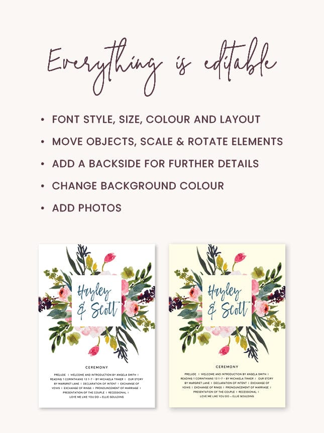 Peony Wedding Fan Program Template