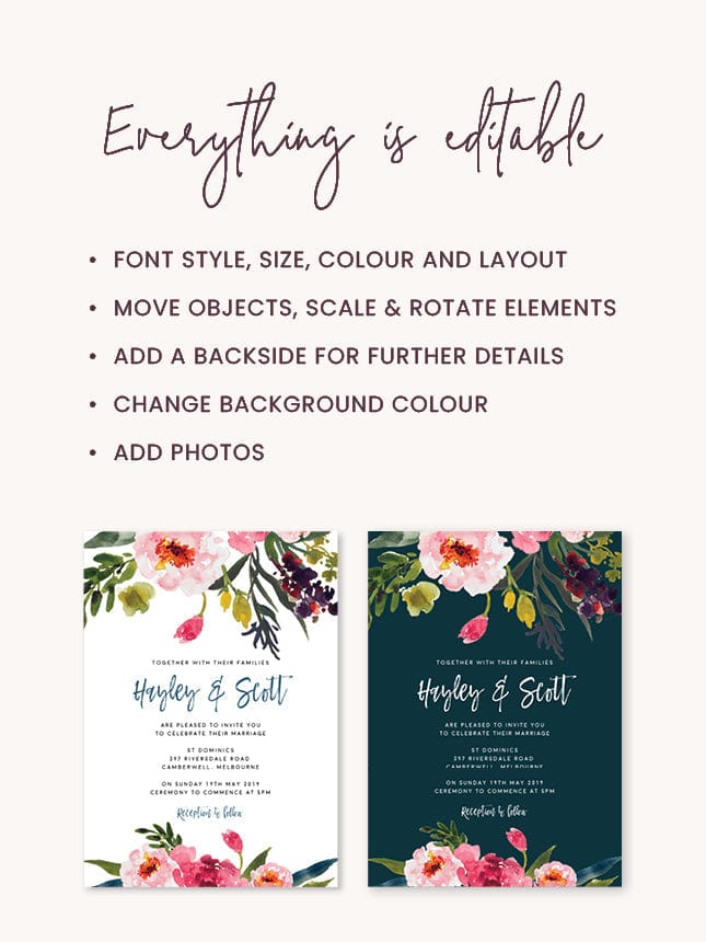 Peony Wedding Invitation Template