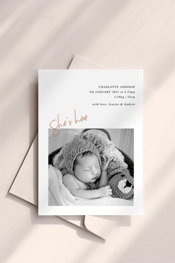 Photo Birth Announcement Card Template