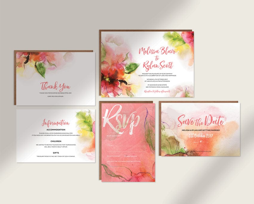 Pink Floral Wedding Invitations Printable Template