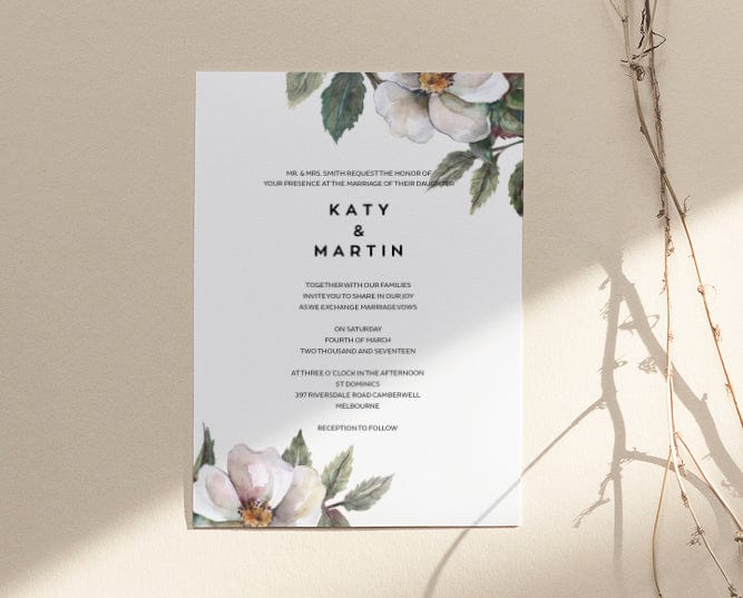 Rustic Floral Wedding Invitation Printable Template Instant Download