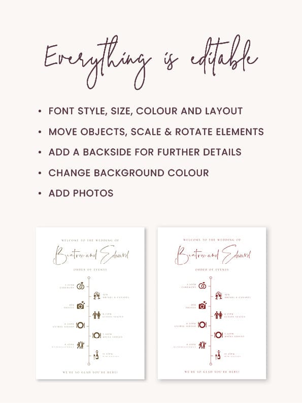 Simple Wedding Day Timeline Sign Template