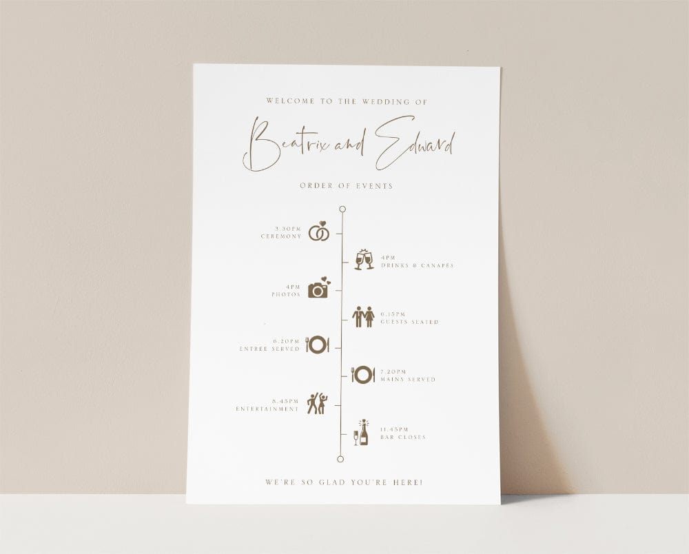 Simple Wedding Day Timeline Sign Template