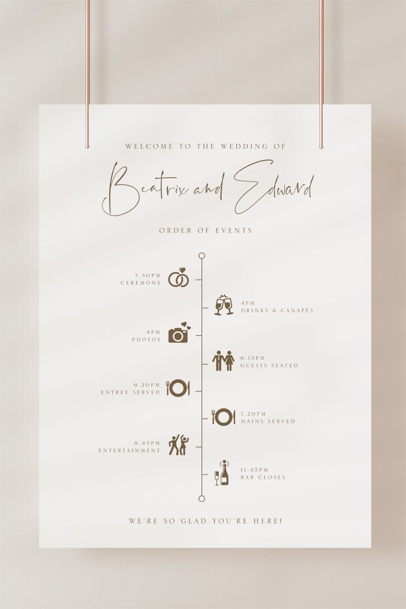 Simple Wedding Day Timeline Sign Template