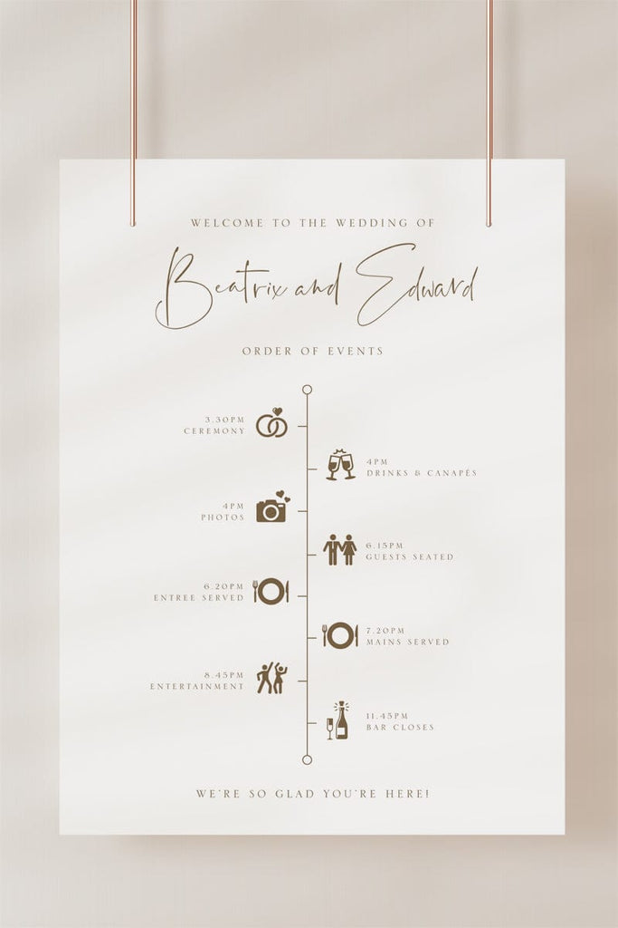 Simple Wedding Day Timeline Sign Template
