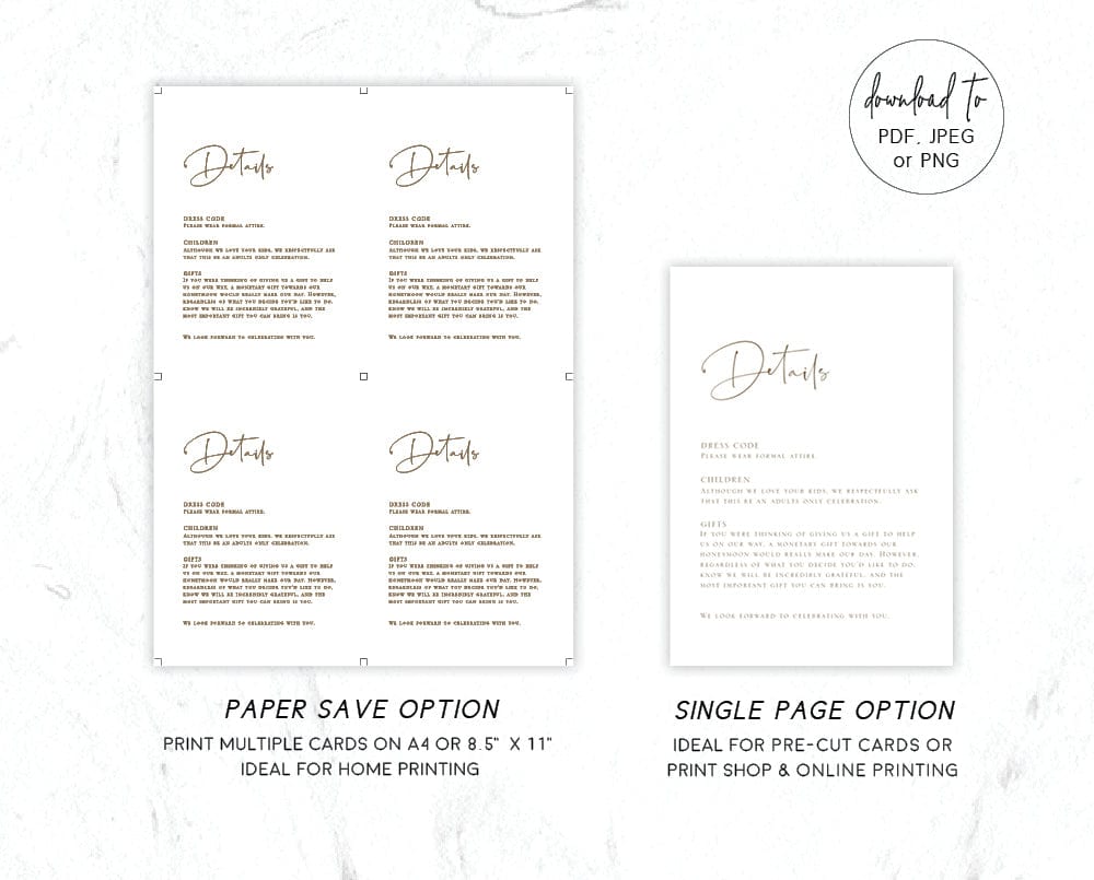 Simple Wedding Details Card Template