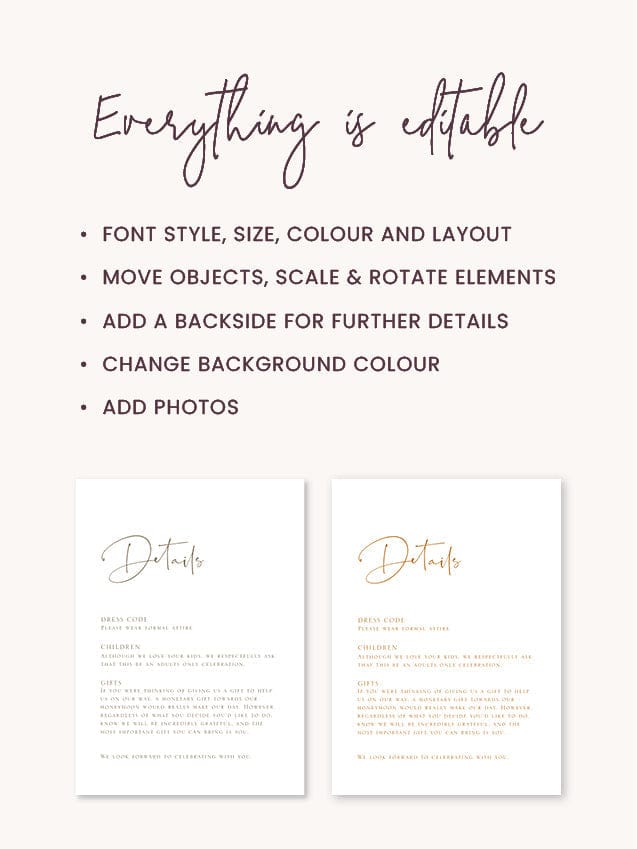 Simple Wedding Details Card Template