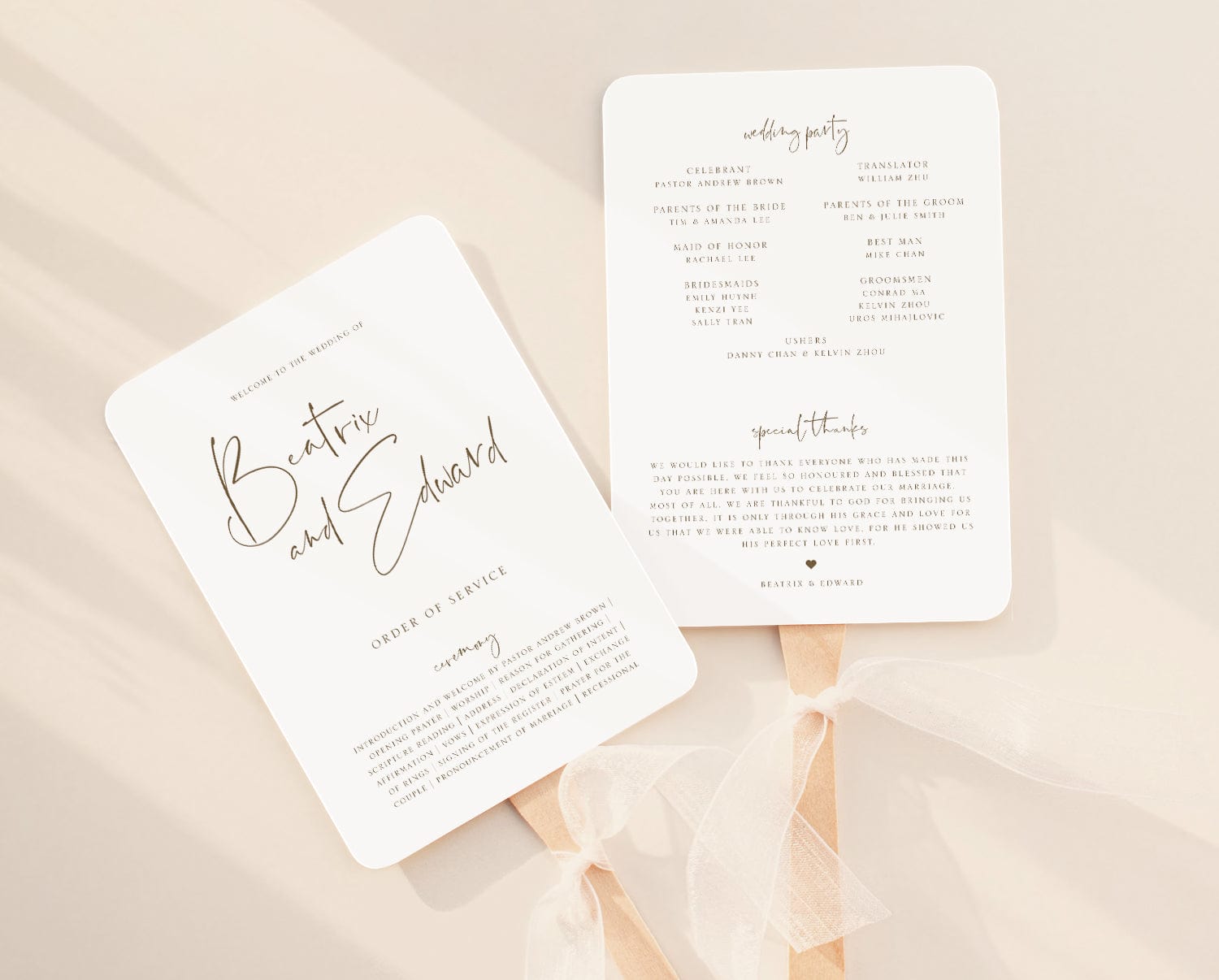 Simple Wedding Fan Program Template