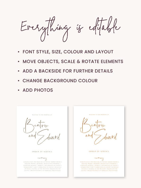 Simple Wedding Fan Program Template