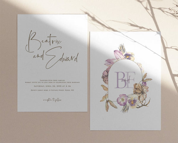 Bohemian Wedding Save The Date Card Template – TimberWink Studio NZ