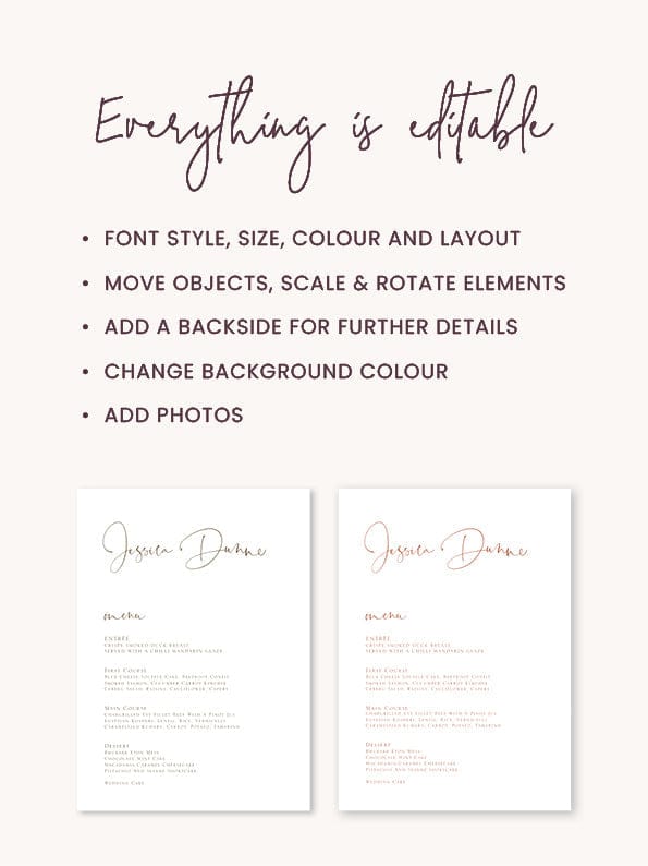 Simple Wedding Menu Template