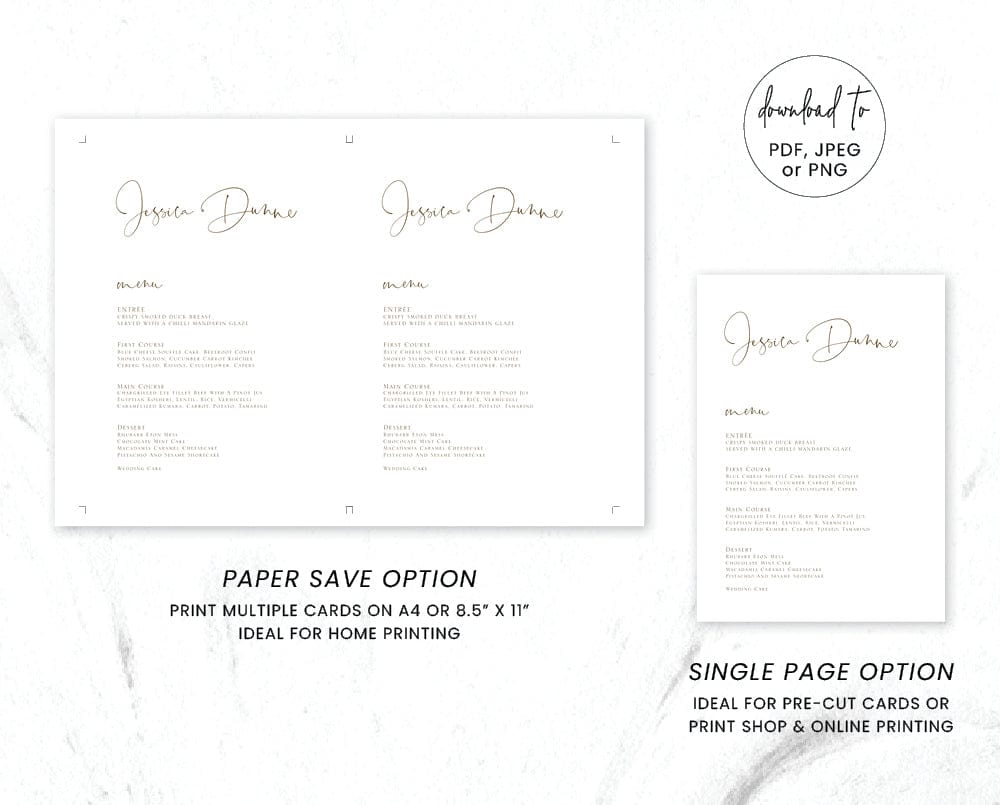 Simple Wedding Menu Template