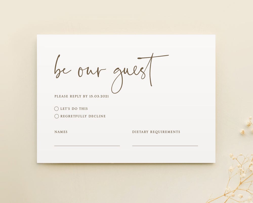 simple wedding RSVP card