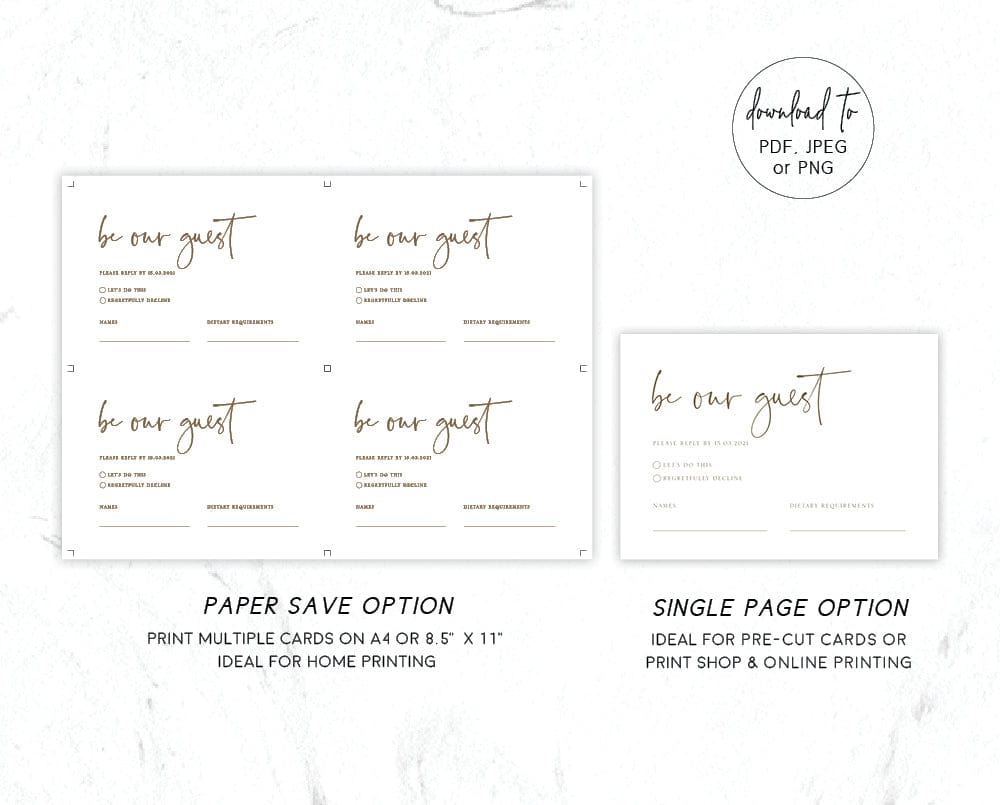 Simple Wedding RSVP Card Template