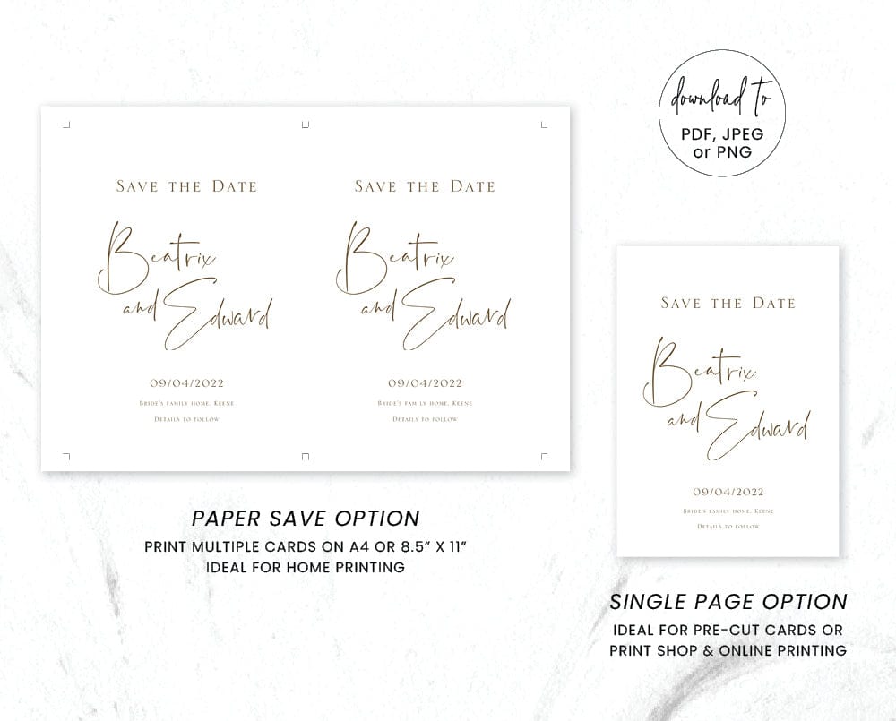 Simple Wedding Save The Date Card Template – TimberWink Studio NZ