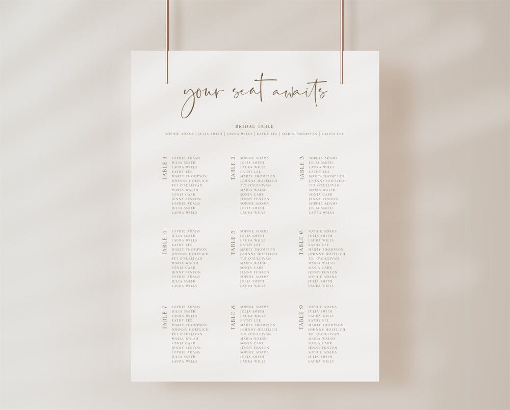 Simple Wedding Seating Plan Template