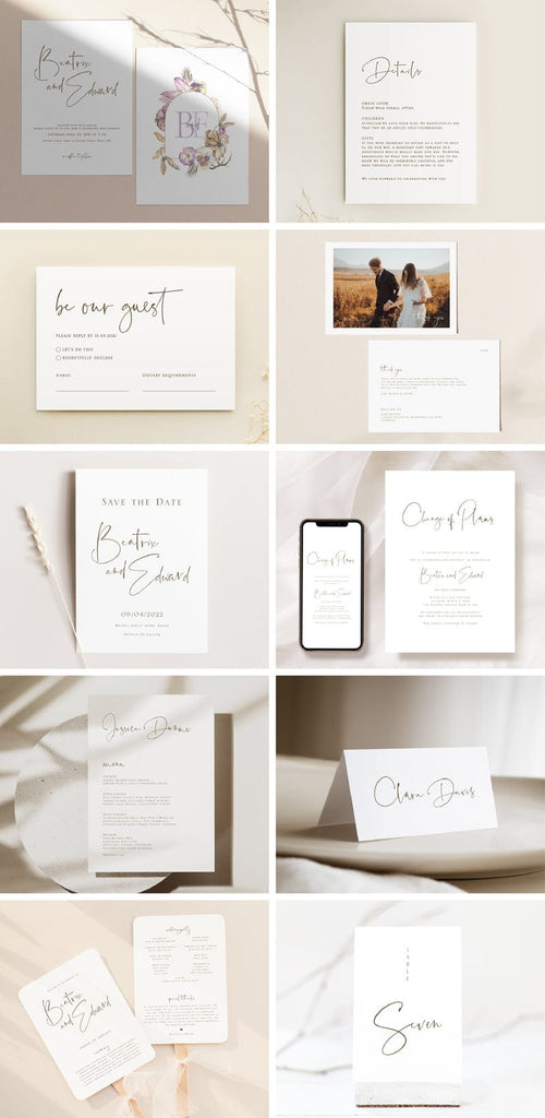Simple Wedding Stationery & Signage Template Bundle