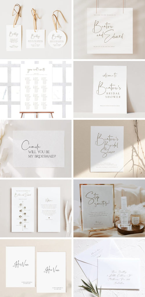 Simple Wedding Stationery & Signage Template Bundle