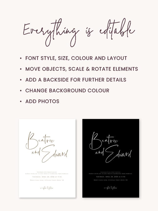 Simple Wedding Stationery & Signage Package