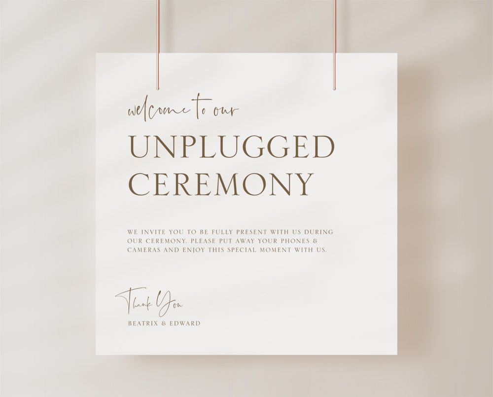 Simple Wedding Unplugged Ceremony Sign