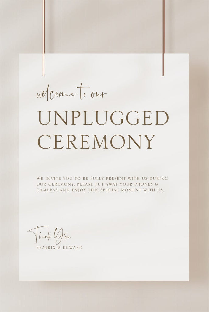 Simple Wedding Unplugged Ceremony Sign