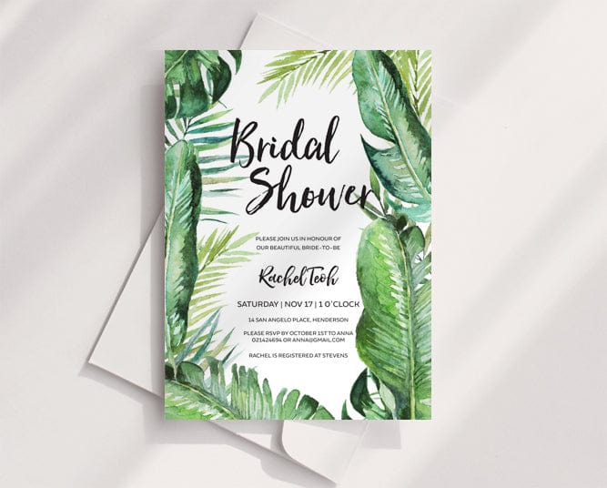 Tropical Bridal Shower Invitation Template
