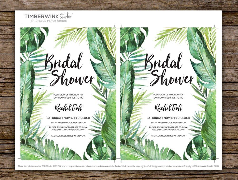 Tropical Bridal Shower Invitation Template