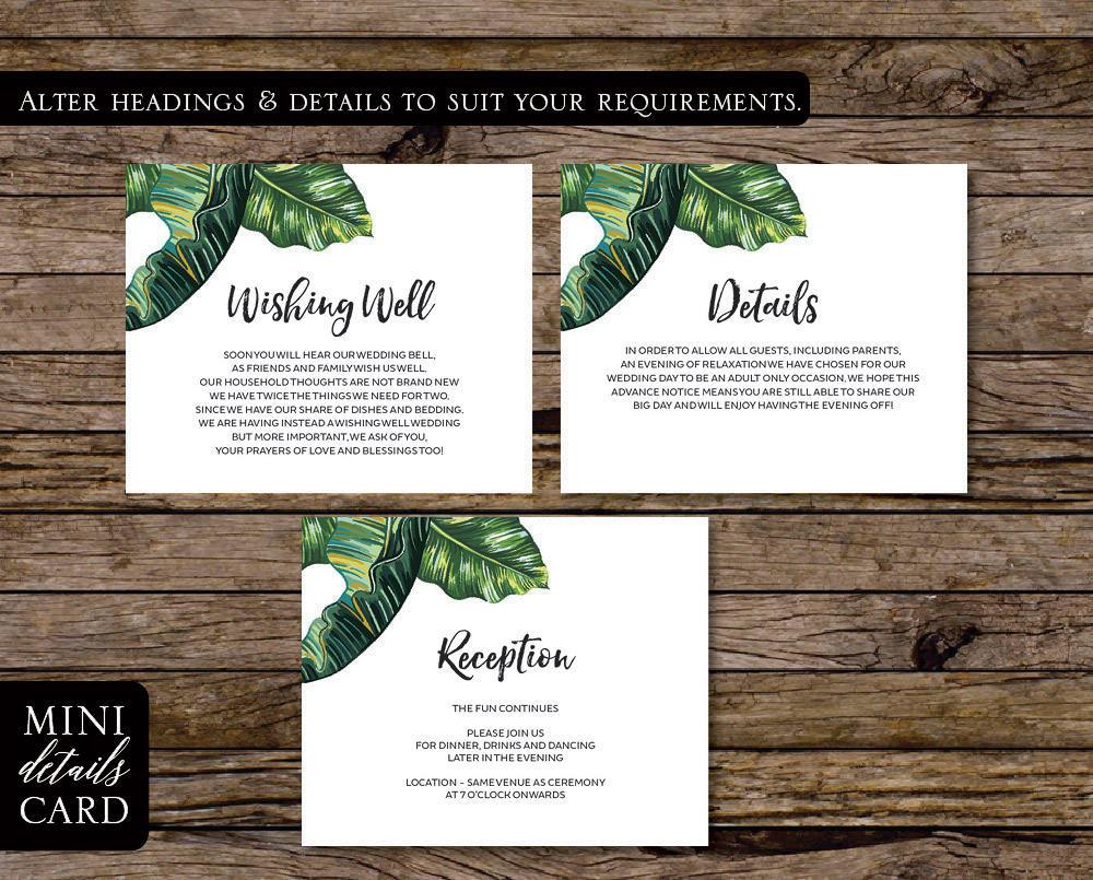 Tropical Wedding Details Card Printable Template