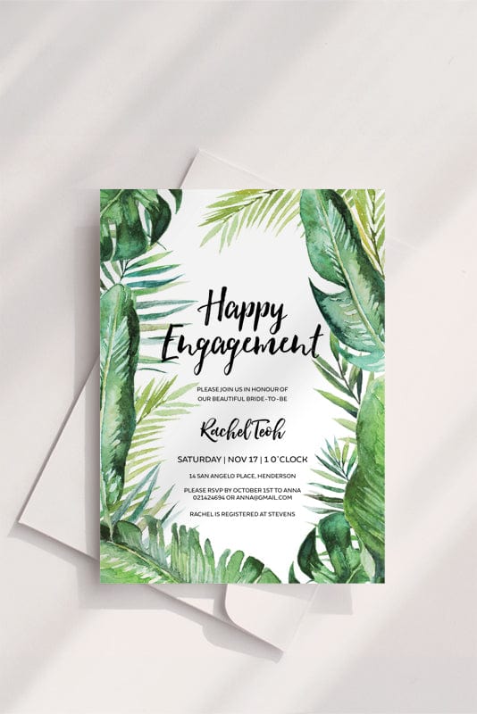 Tropical Wedding Engagement Card