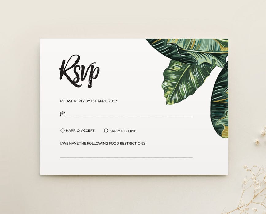 Tropical Wedding Printable RSVP Card Template