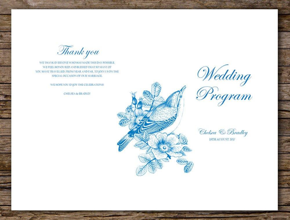 Vintage Floral Wedding Program Printable Template