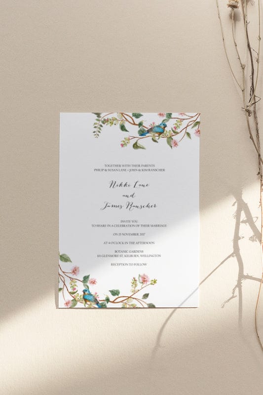 Watercolour Floral Wedding Invitation Printable Template