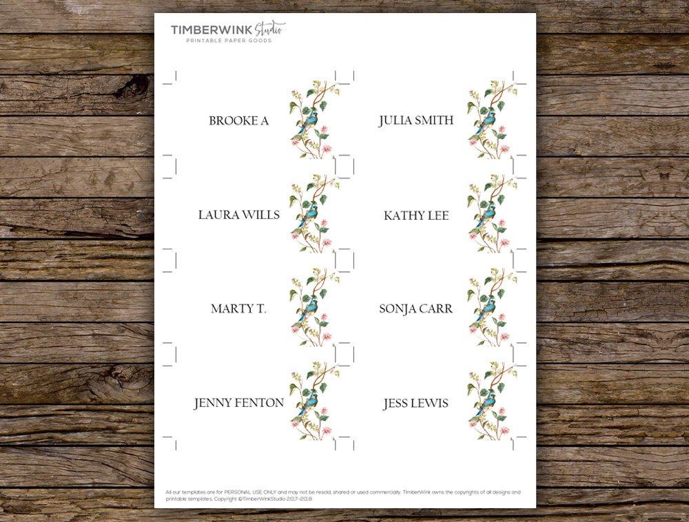 Watercolour Floral Wedding Place Card Printable Template