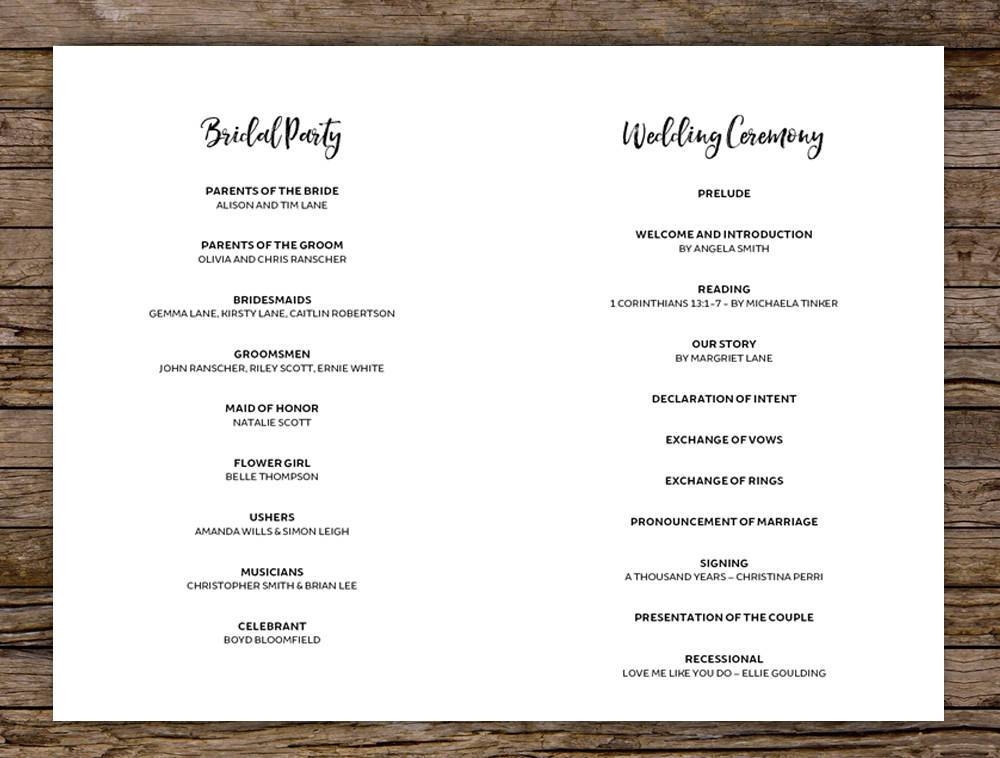 Watercolour Floral Wedding Program Printable Template Instant Download