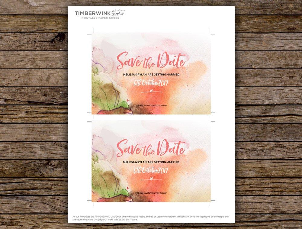 Watercolour Floral Wedding Save The Date Printable Template