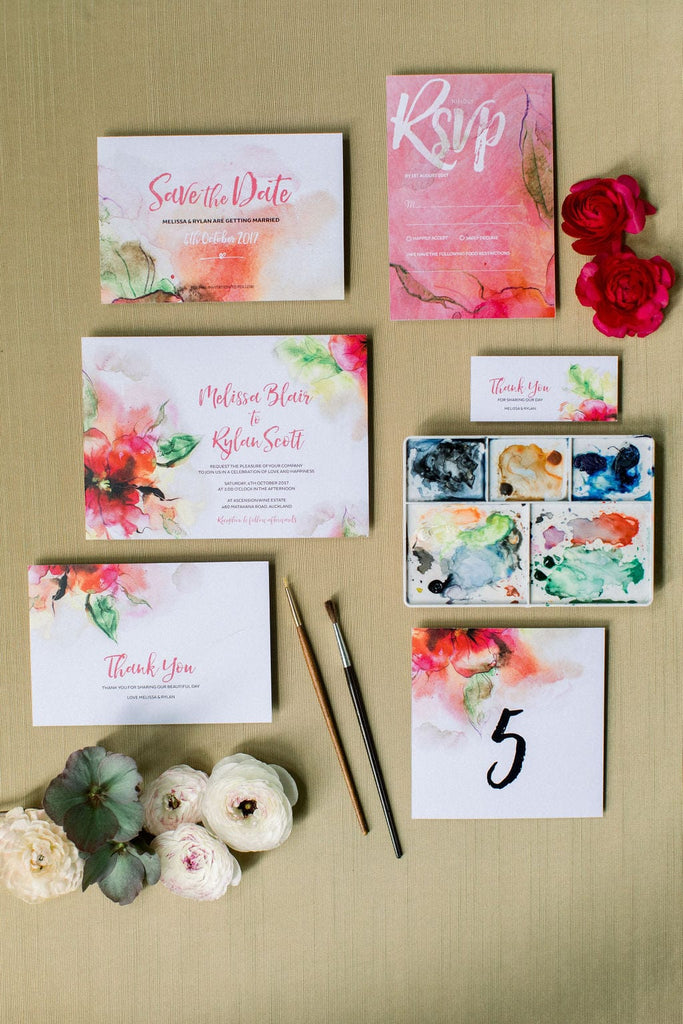 Watercolour Floral Wedding Thank You Card Printable Template