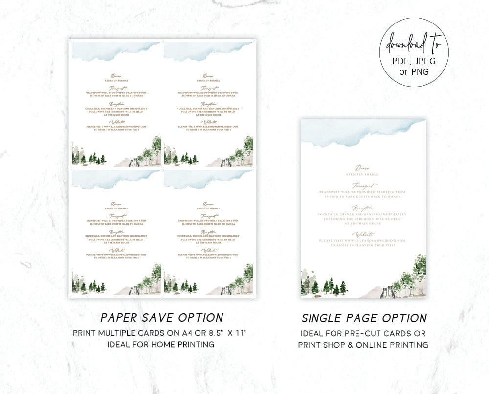 Watercolour Wedding Details Card Template