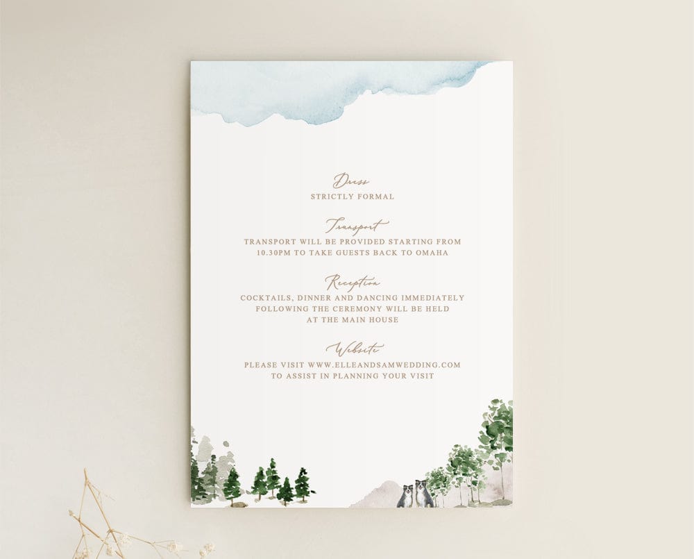 watercolour wedding details card