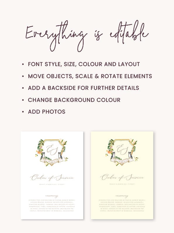 Watercolour Wedding Fan Program Template