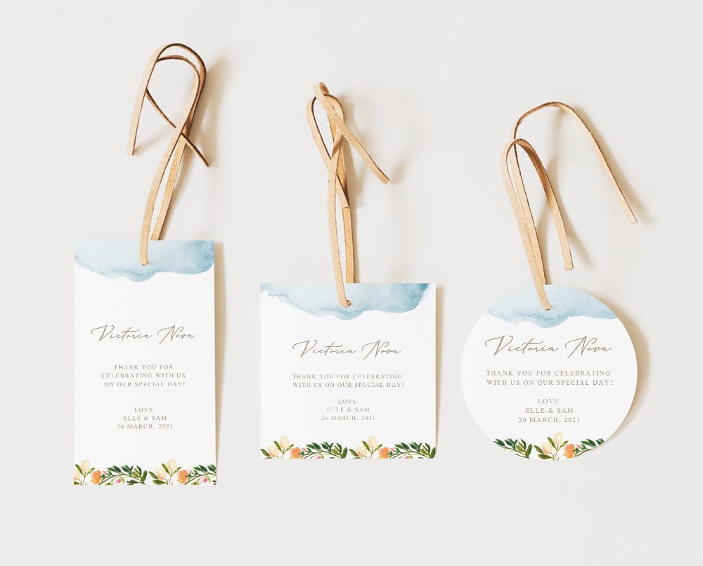 Watercolour Wedding Favour Tag and Sticker